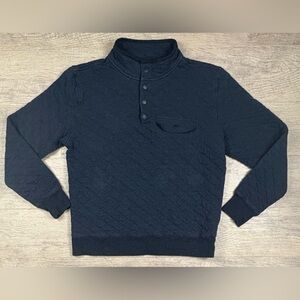 Faherty  Epic Quilted Fleece Pullover Sweater Mens Medium Blue 1/4 Snap Outdoor